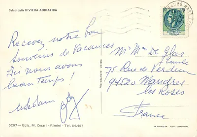 Riviera Adriatycka — panoramowy widok plaż San Giuliano M., Bellaria, Viserbella, Rivabella, Rimini, Torre Pedrera, Viserba, Igea Marina — Wydawnictwo M. Cesari, Rimini — Rewers