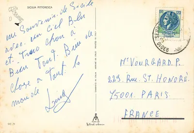 Castelo da Sicília — Saluti dalla Sicilia — editor Milano Dep. n° SIC 71 — Verso