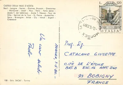 Castelos da Valle d'Aosta — 108 — Ediz. SACAT - Torino — Verso