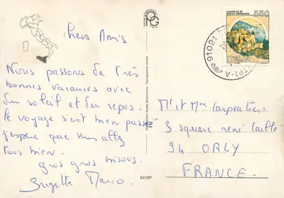 Sycylia — Karta pocztowa turystyczna z mapą i zdjęciami z miejsc — wydawca Poma Graphicolor — Rewers