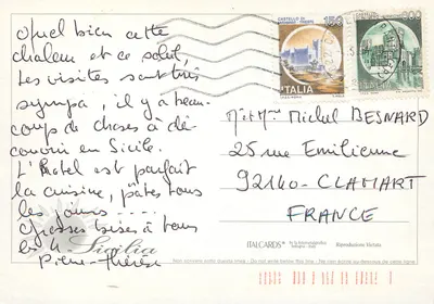 Sycylia — Sześć miejsc: Siracusa, Taormina, Selinunte, Erice, Etna — ITALCARDS — Rewers