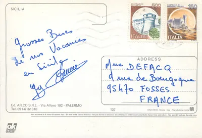 Carta postal ilustrada da Sicília — Ed. AR.CO S.R.L. - Palermo — Verso