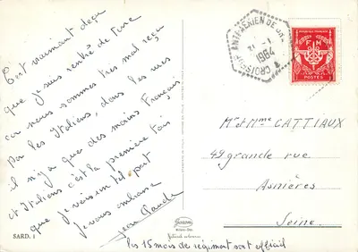 Carta postal ilustrada da Sardenha — editor Garamy, série SARD. 1 — Verso