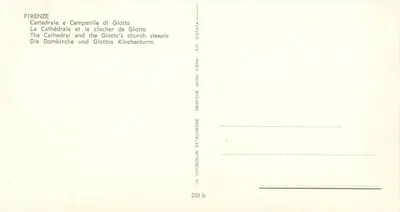 Florence — Katedra i dzwonnica Giotto — Wydawca Siena — Rewers