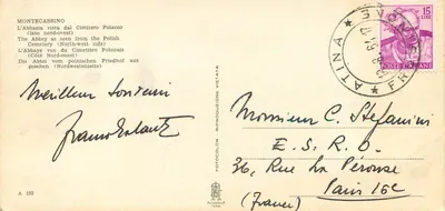 Montecassino — Abadia vista do cemitério polonês — editor Alternoca, n° A 192 — Verso