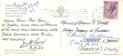 Campanile de Giotto — Florença — Ediz. Giusti di S. Boccoli — Verso