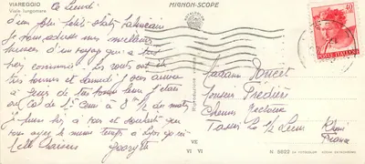 Viareggio — Vista do Viale Lungomare — Mignon-Scopé, N. 5822 — Verso