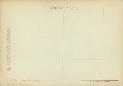 Porta dei Cannoni — Rodi — S.I.G. Fedetto & C. - Torino, série 2 — Verso