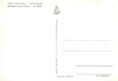 Vila « La Lidia » — Val di Sogno — Malcesine (Lago di Garda) — Edições Ghedina — Verso