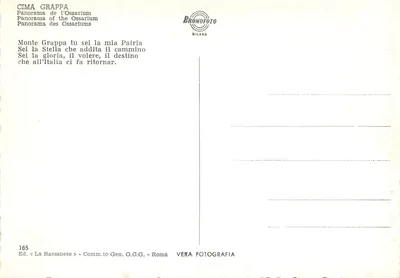 Cima Grappa wys. 1776 m. — panorama Ossariu — Bromofoto Milano — Rewers
