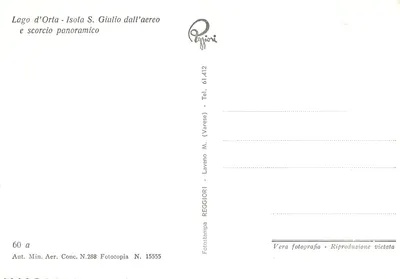 Lago d'Orta - Ilha de S. Giulio de avião — Reggiori, n° 15555 — Verso