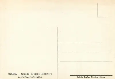 Grand Albergo Miramare — park — wydawca Istituto Grafico Tiberino, Rzym — Rewers