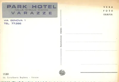 Varazze - Villa Stella Maris — vista panorâmica — Ed. Cartolibreria Baglietto, n° 25361 — Verso