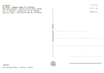 Loreto — Statua Najświętszej Maryi Panny — Ed. Faticchenti Rino, n° 22684 — Rewers