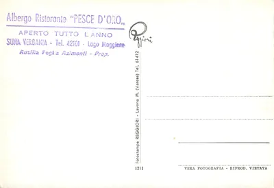 Hotel-Restaurante Pesce d'Oro — Suna, Lago Maggiore — Fotostampa Reggiori — Verso