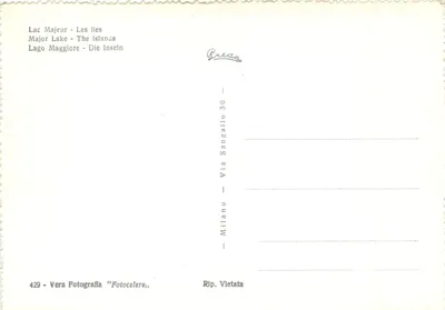 Jezioro Maggiore — Wyspy — Vera Fotografia 'Fotocelere', Mediolan — Rewers