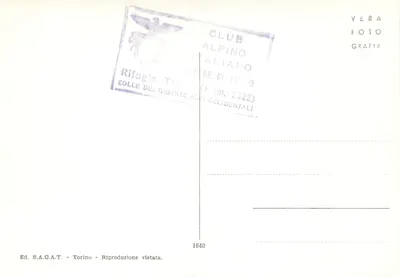 Panorama do Ghiacciaio e Colle del Gigante (m. 3371) — Club Alpino Italiano, Seção de Turim — n° 1640 — Verso