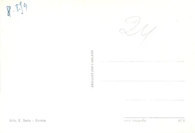 Strada dello Stelvio m. 2759 — col Gruppo dell'Ortles m. 3903 — wydawca Ediz. E. Sosio - Bormio — Rewers