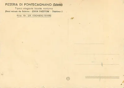 Pizzeria di Pontecagnano (Salerno) — Typique élégant local nocturne — Éditeur non visible — Rewers