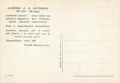 Hotel Champoluc — Vale d'Aosta m. 1570 — Fratelli Brunod — Verso