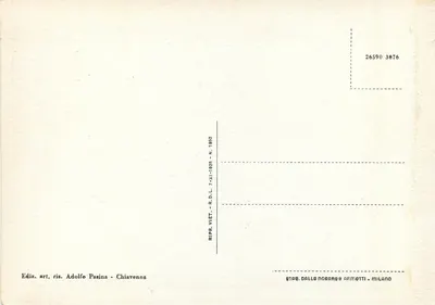 Valle Spluga - Lago di Motta (1950) — wydawca Adolfo Pasina, seria N. 26590 3876 — Rewers