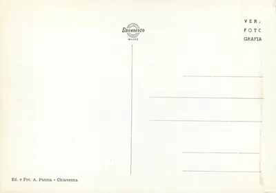 Lago di Monte Spluga (m. 1908) — vista panorâmica com lago, ponte e montanhas nevadas — editor Ed. e Fot. A. Pasina - Chiavenna — Verso