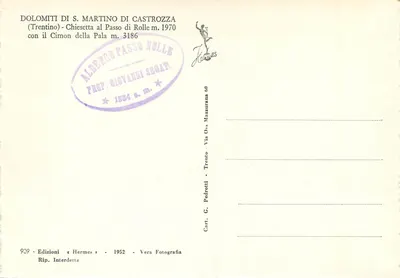 Chiesetta al Passo di Rolle — Dolomitas de S. Martino di Castrozza — Ediciones Hermes — Reverso