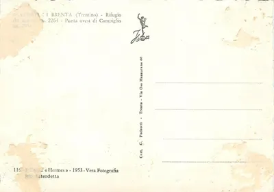 As Dolomitas - O Brenta (Trentino) - Refúgio de Campiglio - Edição Hermes — Verso