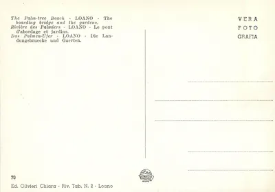 Riviera delle Palme - Loano - Most na brzegu morza i ogrody — Wyd. Olivieri Chiara, Seria Riv. Tab. N. 2 — Rewers