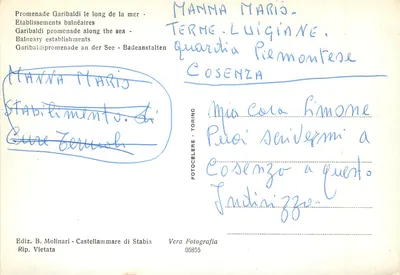 Castellammare di Stabia — Lungomare Garibaldi — Estabelecimentos Balneários — Verso