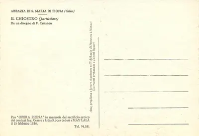Roma, o Chiostro dell'Allaria — desenho de F. Cattaneo — editor desconhecido — Verso