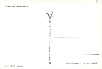 Ingresso Sacro Monte d'Orta — Editor Alberti, Omegna — n° 153 — Verso