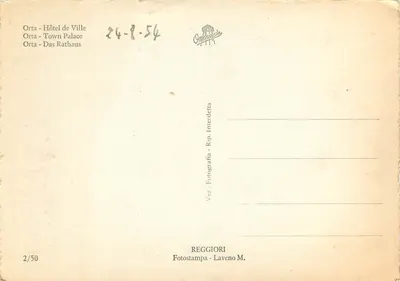 Orta - Palazzo Comunale — wydawca REGGIORI, nr 2/50 — Rewers
