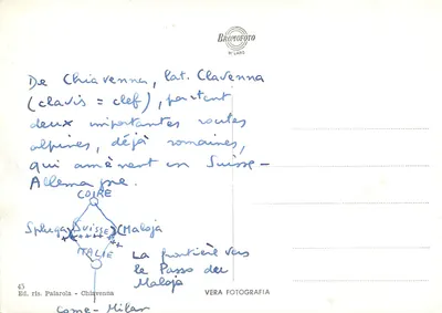 Villa di Chiavenna — Granica Włoch-Szwajcarii — wydawca M'LANG nr 45 — Rewers