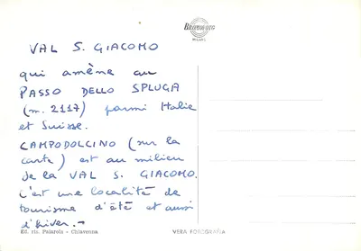 Campodolcino m. 1070 — Panorama con nuova strada per Starleggia — Bromofotg Milano — Rewers