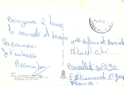 Sersale (m. 800 s.m.) — Panorama z jeziora — Cartolibreria Anna Perri, Catanzaro — Rewers