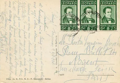 Tarjeta postal moderna Vista Serina Staz Clim alt m 850 S M — Reverso