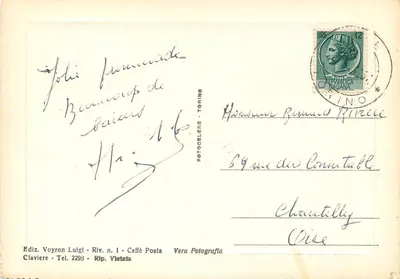 Clavière - Ricamo di neve — Ediz. Voyron Luigi, Riv. n. 1 — Rewers
