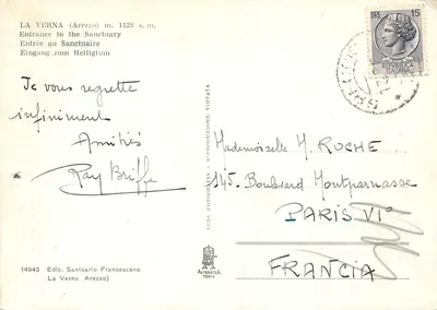 La Verna (Arezzo) — Santuário — Ediz. Santuario Francescano n°14945 — Verso