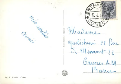 Entracque — panorama — Wyd. E. Fresia - Cuneo, nr 904 — Rewers