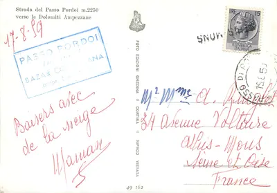 Strada del Passo Pordoi m.2250 — w kierunku Dolomitów Ampezzanских — Wydawnictwo Ghedina, n°49 162 — Rewers