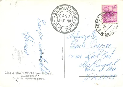Casa Alpina di Motta — Lezioni di Sci — wydawca nieznany, n° 57 — Rewers
