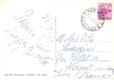 Schilpario - Teleférico para Epolo m. 1600 — Editor Foto Venturinelli, n°45 — Verso