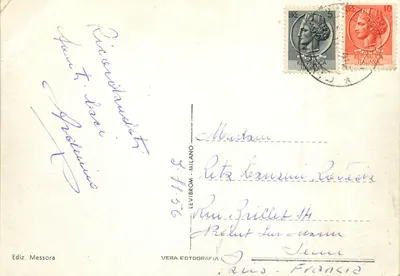 Sondalo - m. 1040 — widok z lotu budynków — Ediz. Messora — Rewers