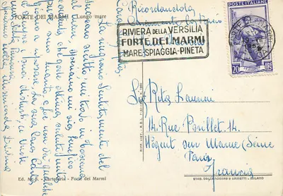 Forte dei Marmi — Riviera della Versilia — Wyd. M.S. - Cartoforia - Forte dei Marmi — Rewers