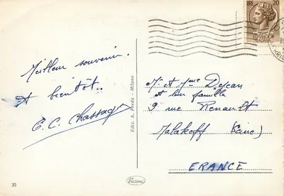 Como i Brunate — widok panoramiczny jeziora — wydawca A. Preda, Milano, nr 35 — Rewers