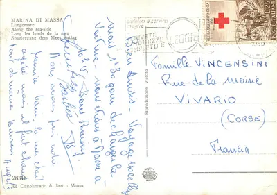 Marina di Massa - Lungomare — widok panoramiczny — Wyd. Cartolibreria A. Berti - Massa — Rewers