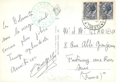 Dolomitas - Passo Rolle m. 1984 s.m. com a Verrana m. 3191 e o Cimon della Pala m. 3186 — Nanni Gadeniz — Verso