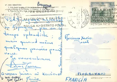 San Sebastián de Noite — vista noturna — H. Fournier, 17-Vitoria — Verso
