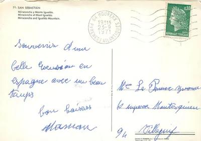 San Sebastián — Miraconcha en Monte Igueldo — uitgever H. Fournier, n°71 — Achterkant